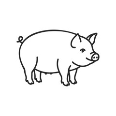 Fototapeta premium Minimalist outline drawing of a smiling pig