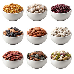 3D Mixed Dried Beans PNG – Healthy Variety in Bowl, Isolated Transparent Background on White Background