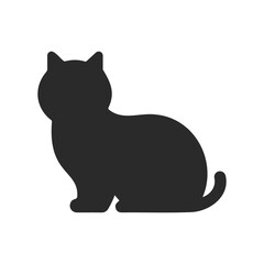 Silhouette of a sitting cat: minimalist black pet design