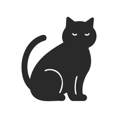 Simple black cat silhouette on white background