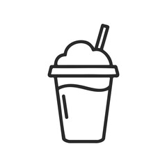 Simple line drawing of a milkshake cup with a straw