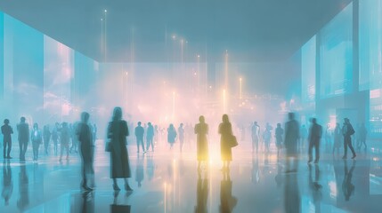 technology smart living, people interacting with AI, soft backlight