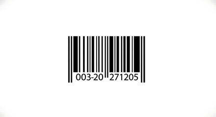 A simple black and white image of a barcode with the code below it on a plain white background ai generated