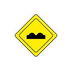 Vector illustration of a bump ahead traffic warning sign. It alerts drivers of uneven road surfaces or speed bumps, prompting them to slow down for safety