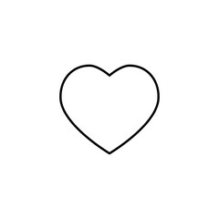 Clean heart outline icon in black, representing love, like, or favorite. Commonly used in UI/UX, dating apps, social media, and romantic themes