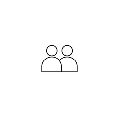 Minimalist line vector illustration of two human figures, representing partnership, users, teamwork, and social connection
