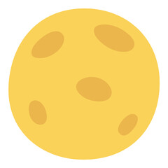 Full moon Halloween bright yellow lunar night sky symbol isolated flat vector