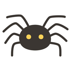Obraz premium Spider Halloween creepy black insect with yellow eyes flat vector