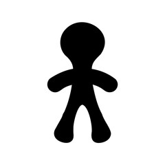 Simple Black Silhouette of a HumanLike Figure on a White Background