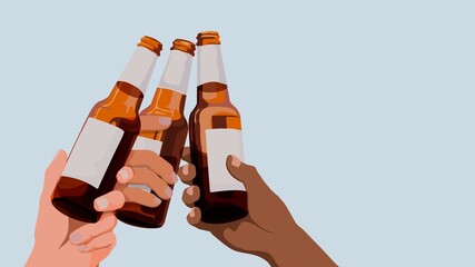 Party desktop wallpaper, beer bottles, celebration illustration design