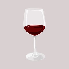 Glass of red wine, drink illustration design