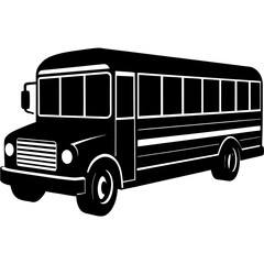 Black silhouette illustration of a school bus in minimalist vector style for educational and commercial use,
school bus vector,