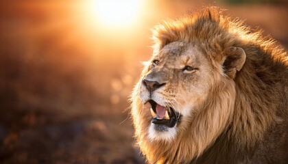 Fototapeta premium majestic lion roaring with radiant light shining behind