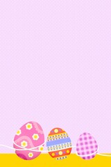 Pink Easter background, colorful egg border design