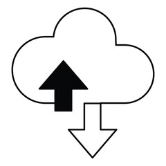 Smart AI Cloud Synchronization Technology Vector Icon