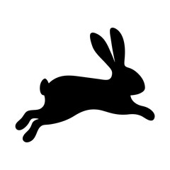 Silhouette of a leaping rabbit against a white background illustration art
