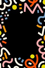 Colorful Memphis frame for social media banner, minimal design