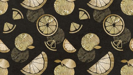 Glitter fruit pattern computer wallpaper, grapefruit in gold