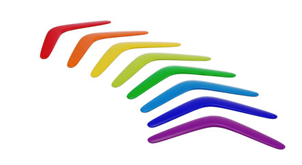 Colorful boomerangs isolated on transparent background 