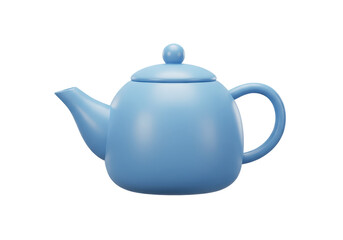 Isolated Light Blue Teapot with Rounded Design for Kitchen Use, Representing Culinary Tradition and Tea Preparation, Set Against a Clean Background, Ideal for Product Mockups and Design Compositions