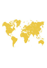 Obraz premium Elegant Gold Foil World Map with Metallic Texture on White Background for Luxury Travel, Geography and Global Business Concept