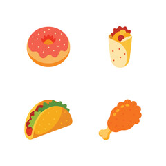 Fast Food Items Color Vector Icon Pack