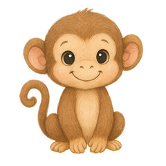 Cute watercolor baby monkey clipart