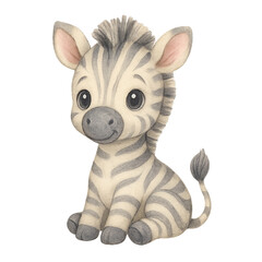 Cute watercolor baby zebra clipart