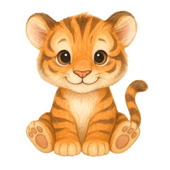 Cute watercolor baby tiger cub clipart