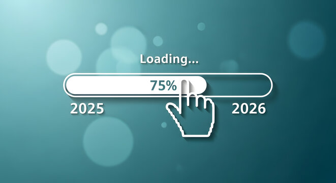 Progress Indicator Preparing for Transition from 2025 to 2026 in a Loading Bar - Powered by Adobe
