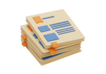 Isolated Stack of Documents with Bookmarks Illustration, Concept of Paperwork Management and Information Organization