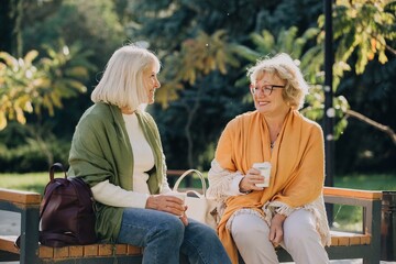 Elderly women enjoying a relaxing day at the park