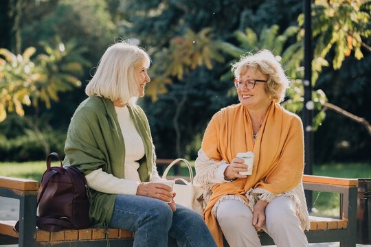 Elderly women enjoying a relaxing day at the park