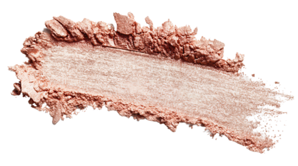 Cosmetic shimmer swatch showing luminous powder texture, glowing silky sparkles, and smooth feathered fade, isolated on transparent background.
