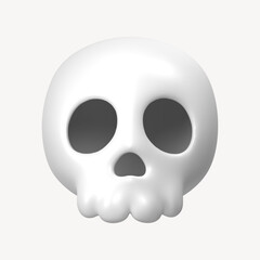 Human skull icon, 3D rendering illustration