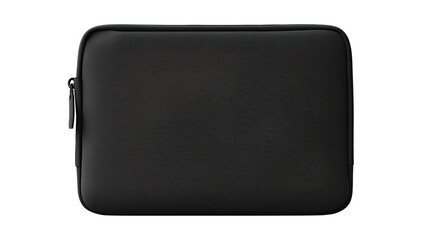 Fototapeta premium Laptop sleeve made of neoprene with smooth zipper track and pull, flat lay with gentle fabric tension, isolated on transparent background. 