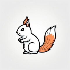 Charming white squirrel with fluffy orange tail in a playful pose
