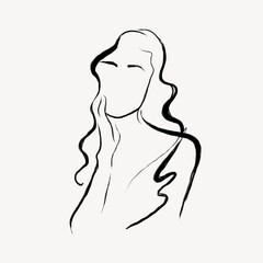 Aesthetic woman collage element, drawing illustration