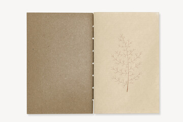 Naklejka premium Vintage book, leaf line art