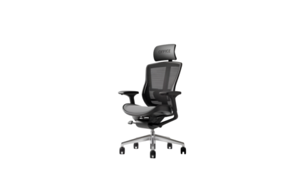 Ergonomic office chair isolated on transparent background for comfortable work