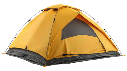 Dome tent featuring clean seam taping and simple guy points, shown in crisp detail, isolated on transparent background.