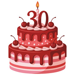 Birthday cake thirty years vector illustration isolated on white background
