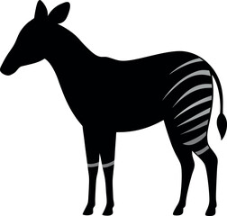 Okapi Silhouette with Striped Legs Vector Art