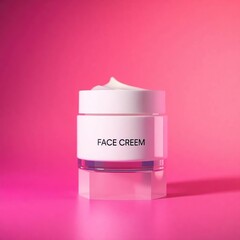 Pink Background Face Cream Jar.