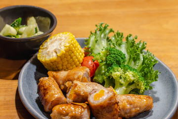 Japanese dinner / 野菜巻きと副菜の夕食
