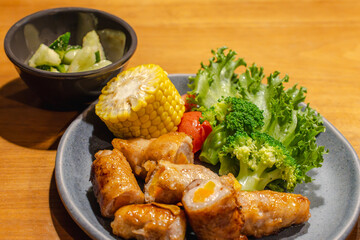 Japanese dinner / 野菜巻きと副菜の夕食
