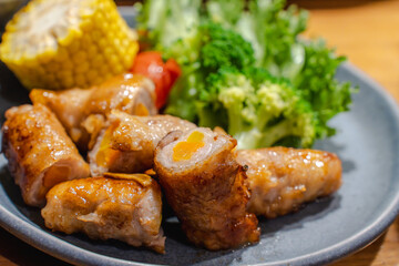 Japanese dinner / 野菜巻きと副菜の夕食

