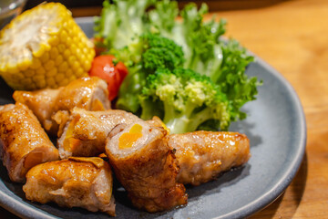 Japanese dinner / 野菜巻きと副菜の夕食

