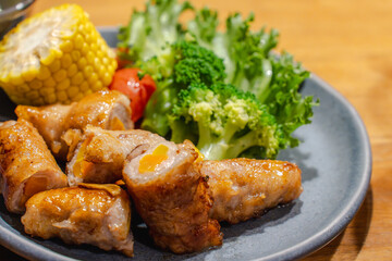Japanese dinner / 野菜巻きと副菜の夕食
