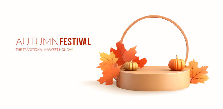 Autumn advertising banner with product showcase